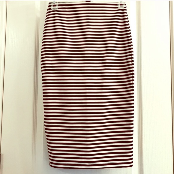 F21 Black and White Striped Pencil Skirt NWOT - Picture 1 of 7